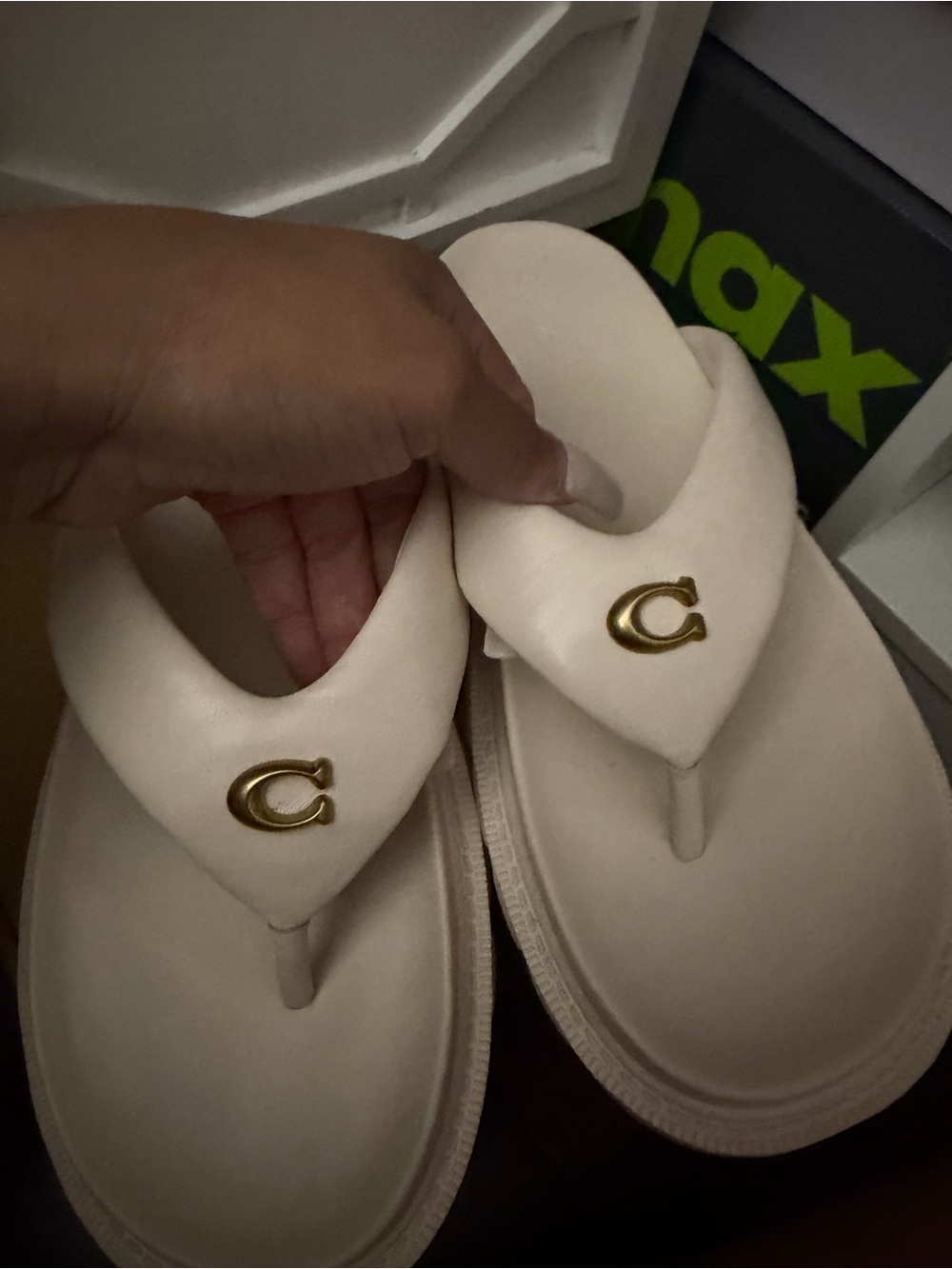 Coach Brynn Chalk Thong Sandals with Gold C Accent - Picture 6 of 7